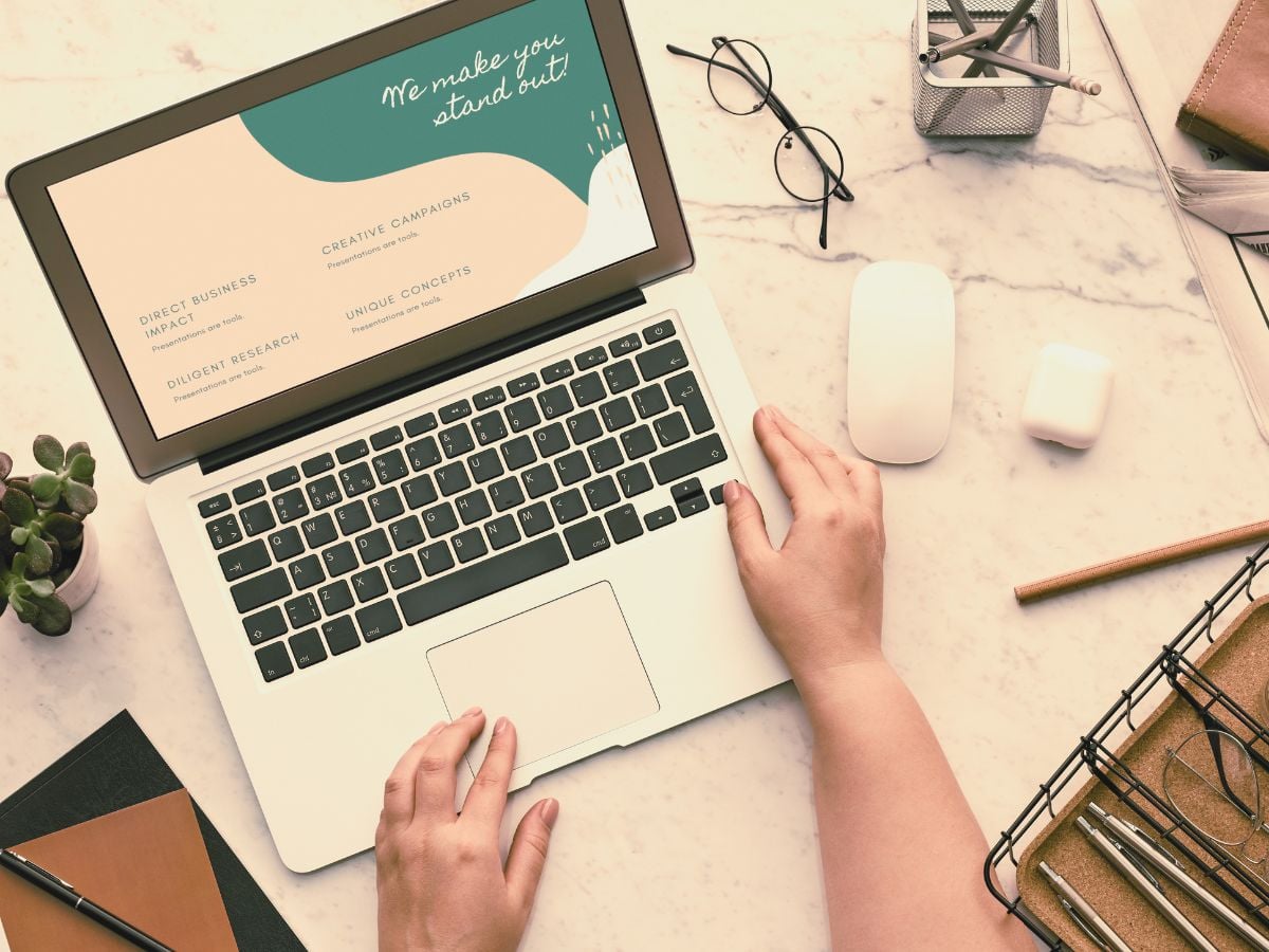 working on a computer to set up email marketing
